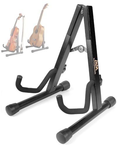 DIDA Guitar Stand, Wooden A-Frame Stands for Acoustic Guitar, Violin, Ukulele, Electric Guitar, Bass, and Cello with Non-Slip Padding for Home and Travel (Black Wood, Ukulele&Violin)