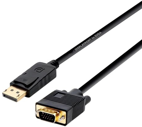 VoltShine Cable conversor DisplayPort macho a VGA macho 2.0m, ideal para conectar dispositivos con diferentes puertos y proyectar video.