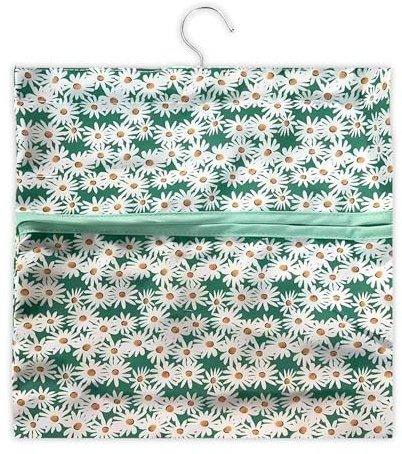 Joalpysm Star Print Peg Bag - Hang on Line, Peg Organisation, Easy Hanging Hook for Storage, Holds up to 50 Pegs, Reusable Clothes Peg Bag for Indoor Outdoor Use, 33 x 30 cm (Daisy)