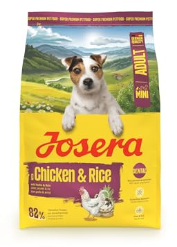 JOSERA Mini Huhn & Reis | 3 kg | Trockenfutter für kleine Hunde | Adult | Glutenfreies Premiumfutter für Hunde kleiner Rassen - mit kleinen Kroketten | viel Biotin für Haut & Fell | extraverträglich