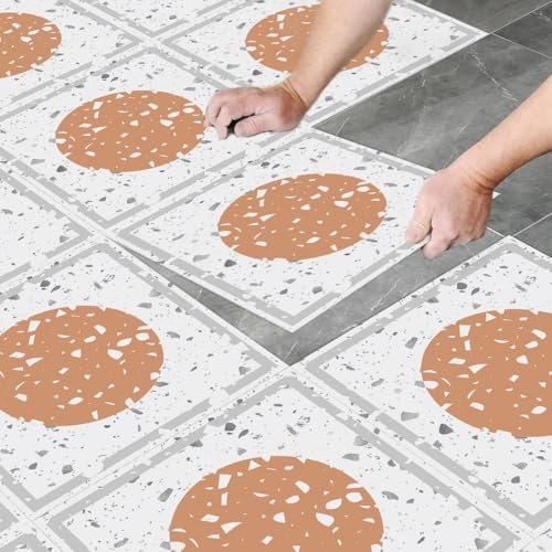 Credence Adhesive Orange Clair Pvc - Carrelage Adhésif Mural Cuisine & Salle De Bain, Stickers Auto-Adhésifs Imperméables Pour Mur, Stickers Carrelage 8 PC(30x30cm)