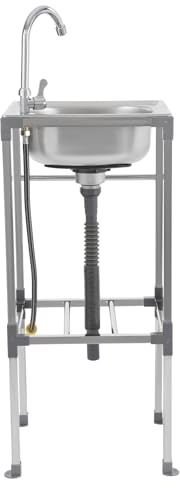 Évier autoportant, en acier inoxydable, avec tuyau d'évacuation et robinet froid, multifonction, pour hôtels, bars, restaurants, cuisines