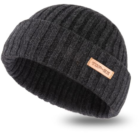 PolarWool 100 % merinoull L/XL/XXL troyer mössa klocka mössa ett lager 3 stilar varm vinter stickad mössa män kvinnor, Mörkgrå, XL-XXL
