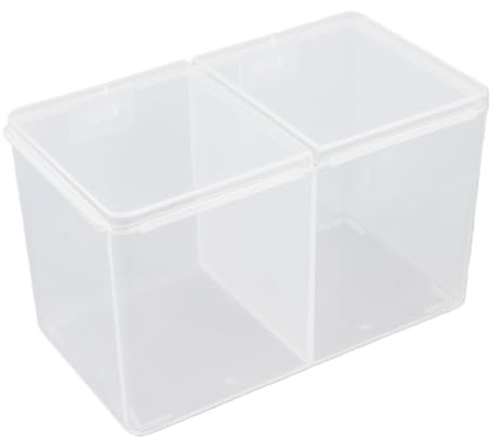 EMUKOEP Boîte à Coton pour Ongles en Coton 13 × 8 × 8, 2 Grilles, Conteneur pour Tampons de, Tampons, Vernis à Ongles, Poudre à Paillettes, Organisateur, Boîte de Rangement