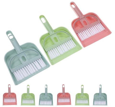 ELAYARD 9 pièces Set de Mini Balayette et Pelle à Poussière Portable pour Nettoyage de Bureau Clavier Voiture et Nid Animaux Outil de Table Compact et Doux pour Surfaces Délicates