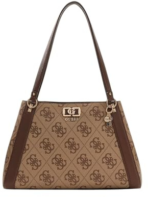 GUESS borsa a tracolla Karnilla Logo Girlfriend Carryall Latte Logo/Brown marrone chiaro