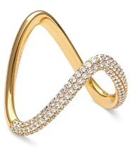 SINGULARU - Anillo V Scarlett. Latón con Baño en Oro de 18 Kt y Circonita. Joyas Para Mujer. Talla 10-18.