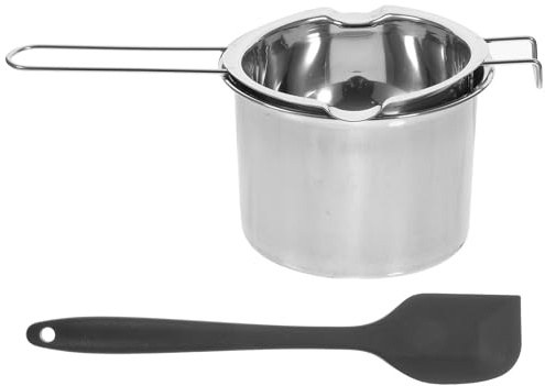 Housoutil Pentola Bagnomaria in Acciaio Inox 304 da 400ml per Sciogliere Cioccolato, Burro e Cera, con Raschietto, per Pasticceria, Cucina Domestica e Fabbricazione di Colore Casuale