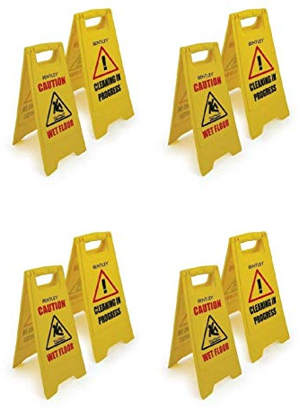 Four Pack, cartelli gialli attenzione pavimento bagnato, pulizia in corso (lingua italiana non garantita)