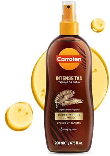 Carroten Intensive Tanning Oil Spray | Browning Oil Tan Accelerator | Vitamin E with Carrot & Coconut Oils | Water-Resistant, Silky Hydration | Coconut Fragrance | Made in Greece | 6.7 oz