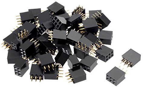 Sourcingmap 50Pcs 2.54mm Pitch 2x3-Pin Double Row Straight Connector Female Pin Header Strip PCB Board Socket