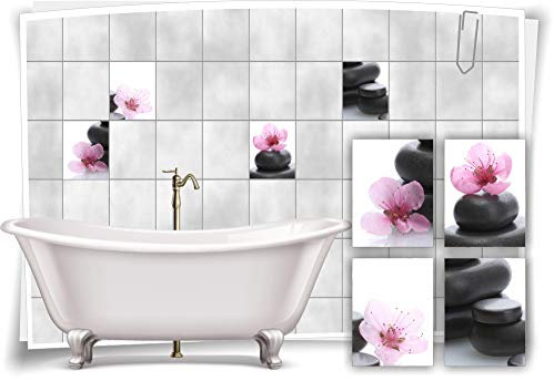 Medianlux Fliesenaufkleber Sticker Fliesenbild Orchidee Zen Steine Wellness SPA Aufkleber Deko Bad WC, 20x25cm fp5p187h-76823