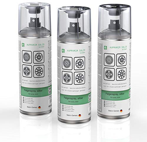 AUPROTEC Lackspray AUPRORIM SOLID Felgensilber Sprühlack Felgenspray Auto Lack Spray Silber 3x 400ml