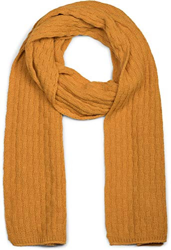 styleBREAKER Unisex einfarbiger Strick Schal mit strukturiertem Flecht Muster, Uni Winter Strickschal 01018161, Farbe:Curry
