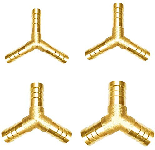 Y Schlauchverbinder Y-Stücks 4Stk Messing Y Verbindungsstück für Kraftstoff Luft Wasser Gasöl Fittings Rohrverbindungsstücke für Camping(6mm,8mm,10mm,12mm)