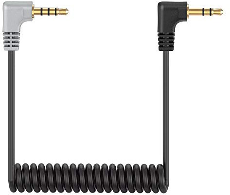 Câble de Microphone TRS vers TRRS, 3,5 mm Mâle à Mâle Angle Droit câble patch pour Rode VideoMic, VideoMicro Go et Autres Microphones Externes Replacement Rode SC7 Câble Noir