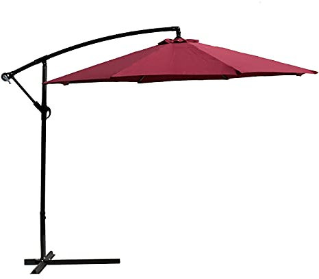 Yellowshop | Ombrellone Da Giardino colore Bordeaux Ø mt. 3X3 Decentrato In Acciaio, Parasole Laterale Arredo Piscina, Gazebo, Terrazze, Bar, Hotel, Balconi