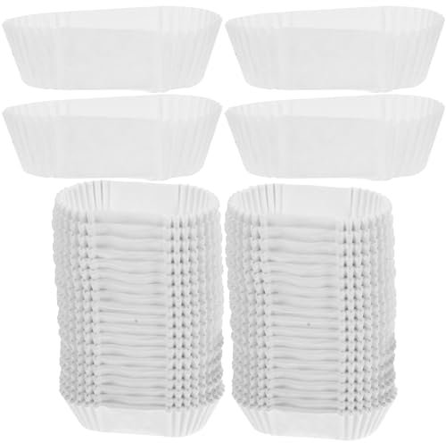 Angoily 1000 Stück ovale Papier-Backförmchen für Kuchen, Brotbackformen, elliptische Backförmchen aus geriffeltem Papier, perfekt für Muffins, Cupcakes oder Mini-Snacks (weiß)