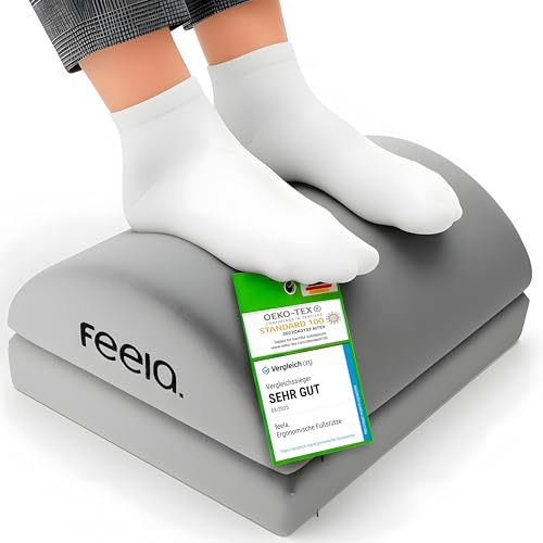feela.® Reposapiés Ergonómico para Escritoio & Co | Regulable en Altura (Plata)