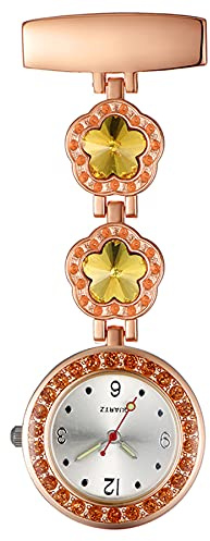 Avaner Pflegeruhr Krankenschwesteruhr Blumen Design FOB Analog Quarzwerk pulsuhr Ansteckuhr Unisex Silver schwesternuhren mit Pin/Clip Set ausziehbar Arzt Doktor Medical Taschenuhr