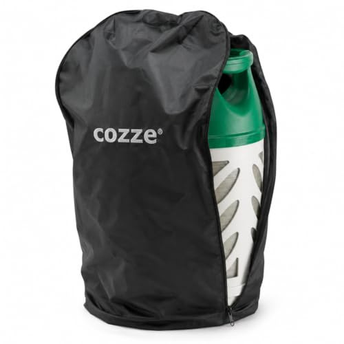 cozze® 10kg Gas Bottle Cover – Black 600D Oxford Protective Sleeve, UV-Resistant & Rainproof, Full-Length Zip, Ø32×68cm