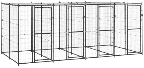 vidaXL Hundgård för utomhusbruk med tak 9,68 m², hundhus, hundburar, inhägnad, hundbur, hundstaket, inhägnader, hundstaket, hundgård, hundgårdar