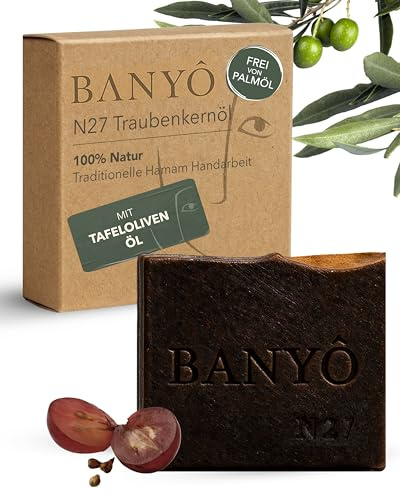 BANYÔ Traubenkern Körperseife I Handgemachte Naturseife mit Traubenkernöl & Linolsäure I Entzündungshemmende Pflege mit natürlichem Peelingeffekt I Ideal für zu Akne neigende Haut