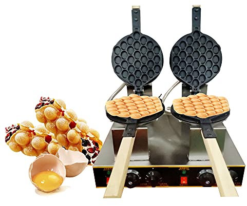 Generic Gofrera profesional para hacer burbujas y hacer gofres en forma de huevo, para hacer huevos, Hong Kong, 30 unidades, doble placa de calefacción antiadherente