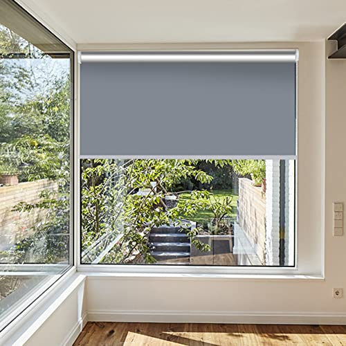 RYNS Verdunkelungsrollo Seitenzugrollo 140x280cm Lichtreflektion Lichtundurchlässig Thermorollo Hitzeschutzrollo Doppelrollo Klemmrollo für Fenster/Türen Zebrarollo, Hellgrau