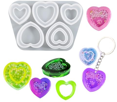 FineInno Stampi Resin Cuore Shaker Epossidica Stampo Silicone Sabbie Mobili Cristallo Quicksand Resin Mold Pendente Stampi Colata per Collana Gioielli Artigianato