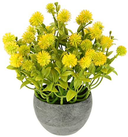 Kunstpflanze Margerite im Topf Künstliche Blumen Mittelstück Gras Blütenbusch Heidenkrant Busch Tischdeko Mittelstück Zimmerpflanze Pflanze Kunstblumen Unechte Deko Pflanze Buchs Blumenschmuck