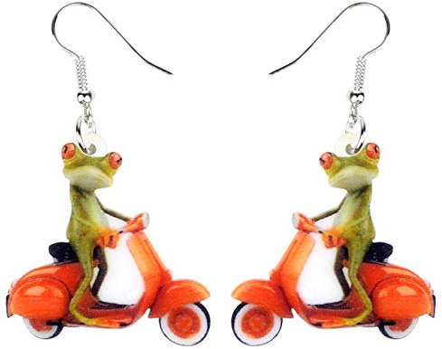 LONYOO Acrylique Drôle de Boucles d'Oreilles Grenouille Dangle Charms d'Eté Anime pour Femme Fille Cadeaux Bijoux de Printemps