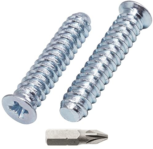 SKIR'CO (50 st) Förzinkade euroskruvar 6,2 x 30 mm, Lådskruvar, platt försänkt huvud, gångjärnsskruvar