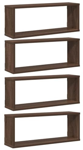 vidaXL Würfelregal 4 STK., Wandregal mit viel Stauraum, Wandablage für Schlafzimmer Wohnzimmer, Hängeregal Schweberegal Regal, Braun Eichen-Optik Holzwerkstoff