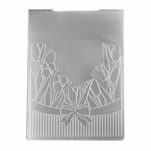 arriettycraft AFD021 Prägeschablonen-Ordner mit Tulpen-Blumen-Muttertag, Kunststoff-Prägeschablonen-Ordner für Sammelalbum, DIY-Album, Kartenwerkzeug, Kunststoff-Vorlagen-Ordner