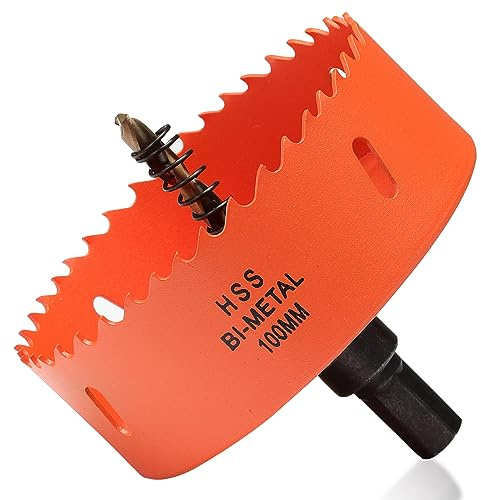 Scie Cloche Bi-Métal 100 mm, Foret Cloche Pour Bois et Métal, Couronne de Forage Ronde Avec Profondeur de Coupe de 35 mm Pour Acier, Fonte, Aluminium, Cloison Sèche, Contreplaqué et Acrylique