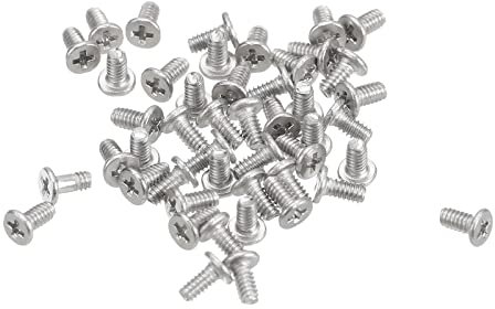 sourcing map M1.4-0.3 X 3 mm 50pcs Plat Rond Diriger Vis 304 Inoxydable Acier Phillips Conduire Machine Vis Matériel Attache pour Meubles Connexion