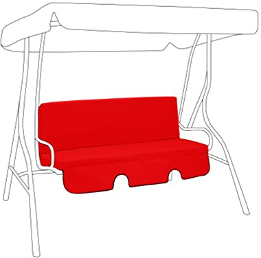 Gardenista Garden Swing 3 Seater Hammock Bench Cushion | Canopy Outdoor Patio Furniture Replacement Cushion Seat Pad | Water Resistant Seat and Back Cushion | Soft Comfy and Durable (Red)