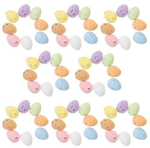 VICASKY 100PCS Easter Mini Eggs Decorations, Artificial Speckled Eggs Pastel Basket Fillers Spring Party Favors for Easter Party Baskets Tables & DIY Projects Decor
