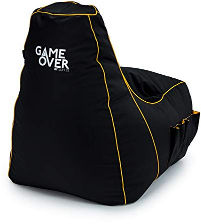 Game Over Video Spiele Sitzsack | Indoor Outdoor Wohnzimmer sitzsack Erwachsene | Seitentaschen für Controller | Headset Halter | Ergonomisches Design für die Gewidmet Gamer (Mystisches Medaillon)