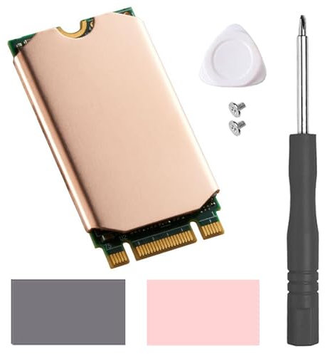 Haojiaho M.2 2242 SSD Heatsink, 0.5mm Copper Heat Sink Slim with Silicone Thermal Pads, Triangle Pry Tool, Screwdriver, Screws for M.2 2242 NVMe SSD