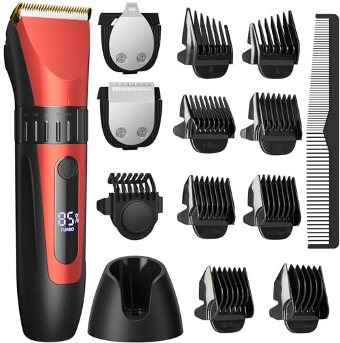 Hair Clippers Men Cordless, Professional Hair Clipper, 2000mAh, Low Battery Reminder, Travel Lock, 11 in 1 Beard Trimmer Kit with 8 Limit Combs Shavers Men Waterproof