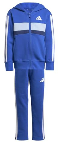 adidas Unisex Kids Seasonal Essentials Tiberio 3 Stripes Fleece Track Suit, team royal blue/white/glow blue, 7-8 Years
