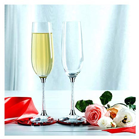 RUNZE765Z Champagnerkelche Hohe Champagnergläser – 4 Stück – Elegante Glaswaren, perfekt for Hochzeiten, Partyzubehör, Weingeschenke – 230 ml. Schaumweingläser