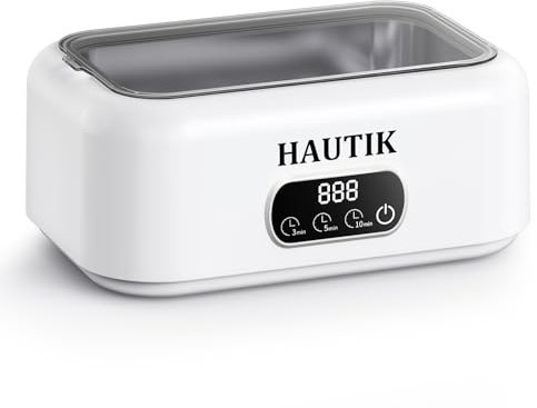 HAUTIK Ultraschallreinigungsgerät 49000Hz, Brillenreinigungsgerät 700ml Ultrasonic Cleaner, Ultraschallreiniger mit 3 Zeitfunktionen und Digitalanzeige, für Brillen, Schmuck, Uhren, Münzen silbrig