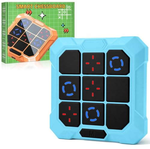 Vibbang 6 in 1 Tic Tac Toe Elektronisch Spiel, Wiederaufladbar Tik Tak Toe mit Stummschaltfunktion, Handheld Puzzle Brettspiel Spielzeug, Electric Spiel Spielkonsolen für Kinder und Erwachsene