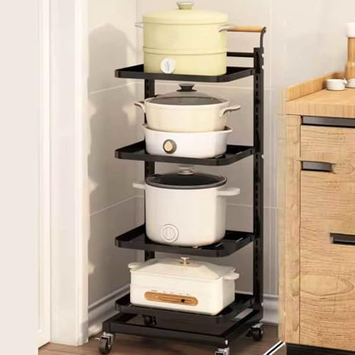 3 Tier Expandable Microwave Oven Rack Pan Stand Lid Organiser Baking Tray Storage Cupboard Racks for Kitchen Free Standing Black