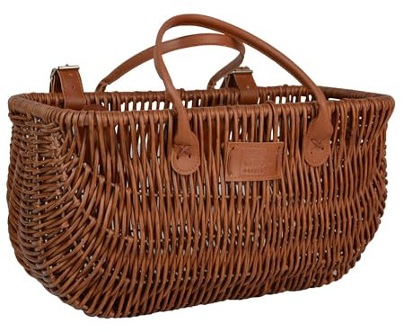 UNUS Fahrradkorb in Weidenoptik, Braun, 22x40x21,5 cm, Wetterfest, Kunststoff, Befestigung mit Gurt für Gepäckträger oder Lenker