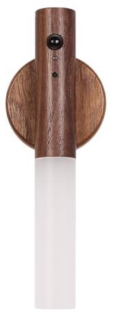 HBCIDC Wooden Night Lights Rechargeable Battery Powered,Portable Stairway Wall Sconce Battery Powered Cabinet Magnetic Motion Sensor Lights (Walnut Wood)