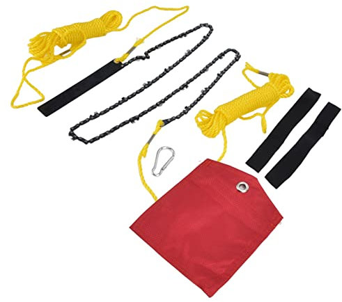 48 Inch High Hardness Folding Pocket Chainsaw for Tree Pruning, Portable Hand Chain Saw for Outdoor Camping, 65 Manganese Steel